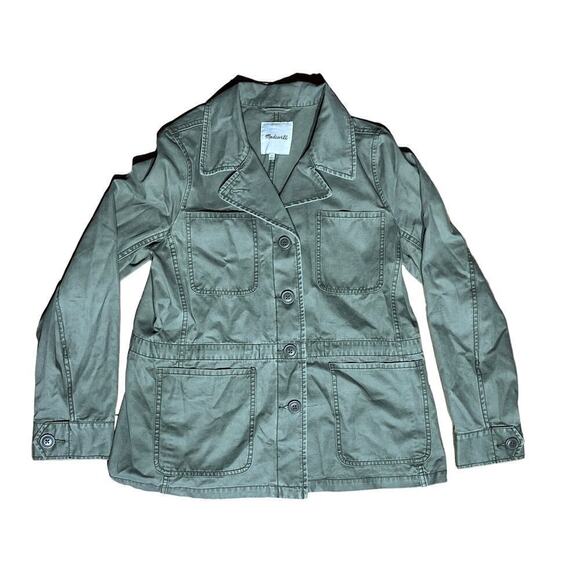 Madewell Women's Utility Drawcord Waist Green Military Jacket. Large. Pockets - Picture 1 of 7